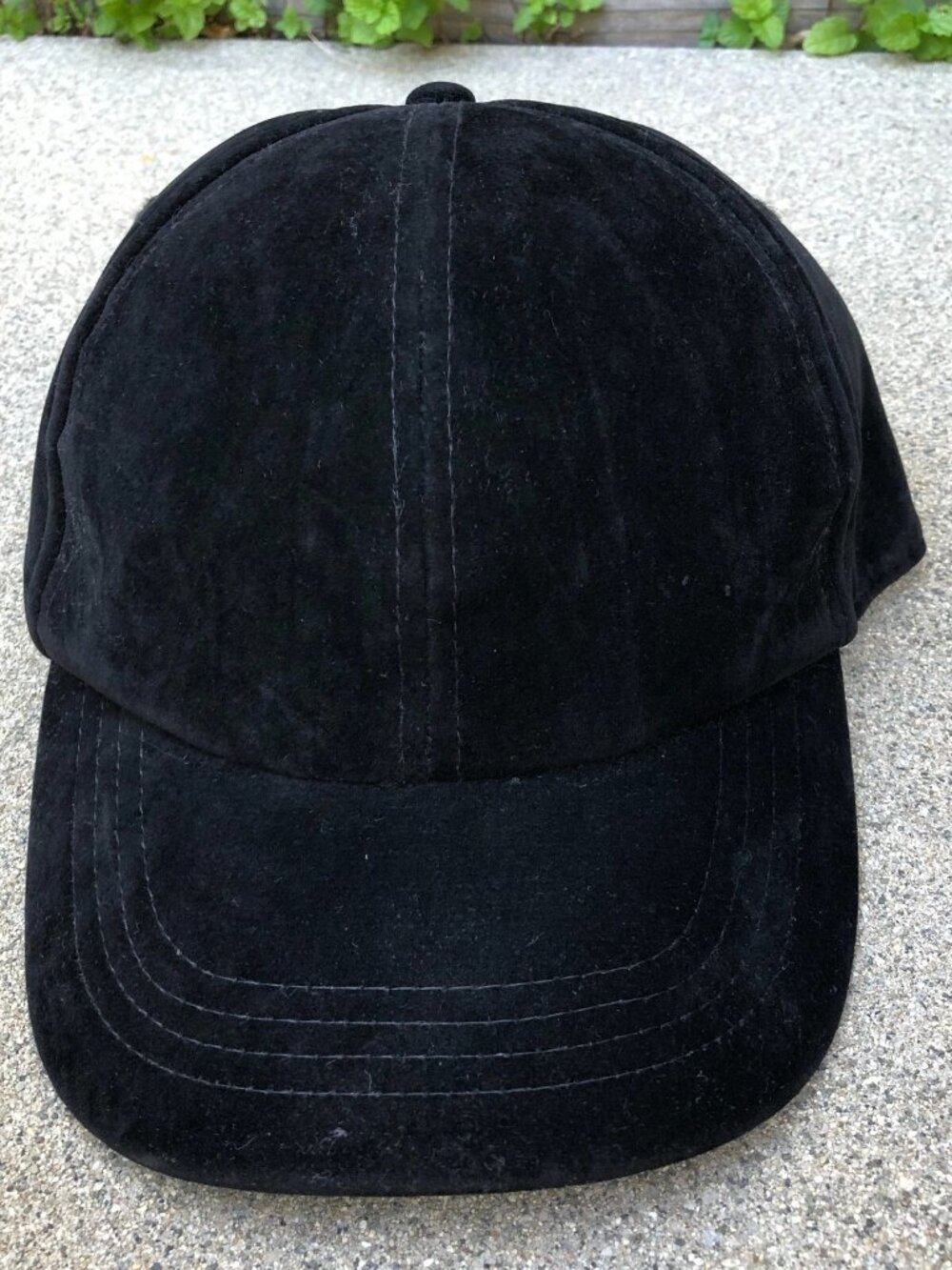 NINE WEST Black Fuzzy Baseball Hat Women's Black Adjustable Cap
